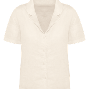Eco-friendly Ladie's Linen Bowling Collar Short-Sleeved Shirt, miniatyr 1